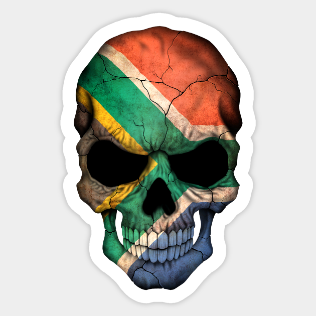 South African Flag Skull South Africa Sticker TeePublic